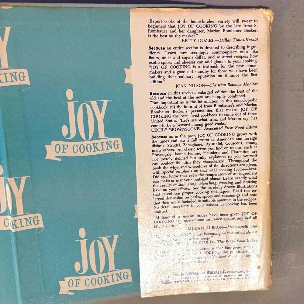 Vtg 1960s Joy of Cooking Hardcover Cookbook Mid Century Retro‎ Kitchen Display